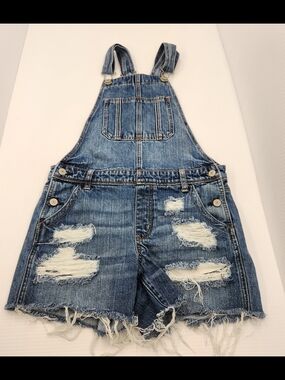 American Eagle Outfitters Light Blue Distressed Denim Overalls XS